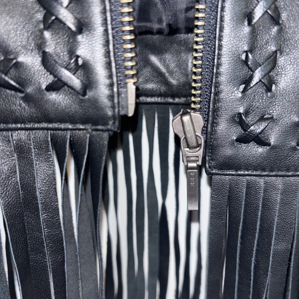 Vintage Cache Women's Fringe Western Biker 100% Leather Jacket  Sz 8 - Picture 6 of 10